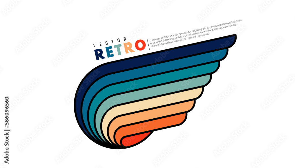 Wall mural abstract minimalist retro background with rounded stripe elements. wing concept. retro background li