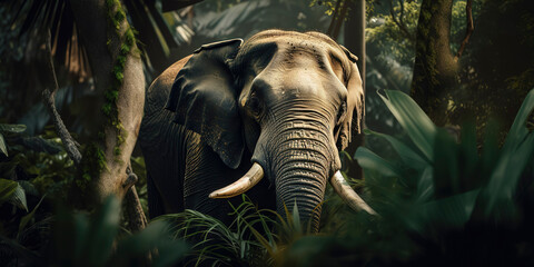 Graceful Elephant in the Jungle: Captivating Wildlife Photography. Generative AI