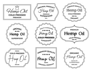 Line sticker with the inscription hemp oil, set