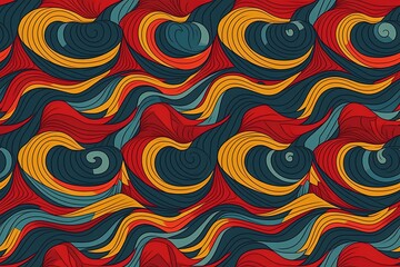 Fototapeta na wymiar vibrant wavy pattern on a bold red background created with Generative AI technology
