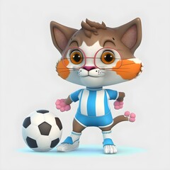 Fototapeta na wymiar cute cat playing football 3d. made with Generative AI