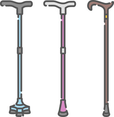ヘルスケア_杖3種類（介護用品・福祉用品・膝痛）