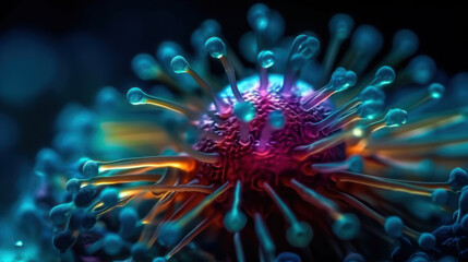 macrophotographie d'un bacille de Rotavirus, vue en gros plan, multicolore