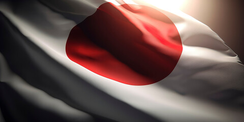 Japanese flag fluttering gracefully in the breeze. Generative AI