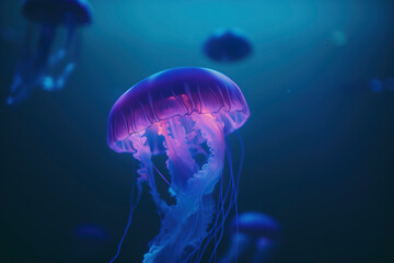 Jellyfish radiating neon hues in a captivating display. Generative AI