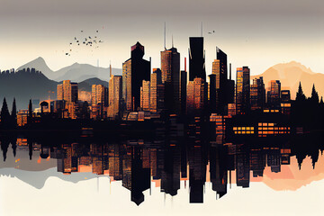 Fototapeta na wymiar Vancouver skyline. Generative Ai