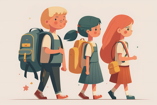 Back to school! An image of children going to school, created using Generative AI technology.