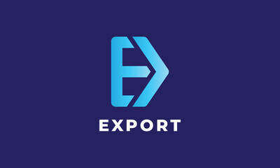 Logo vector letter E blue color concept minimalist arrow element simple logotype