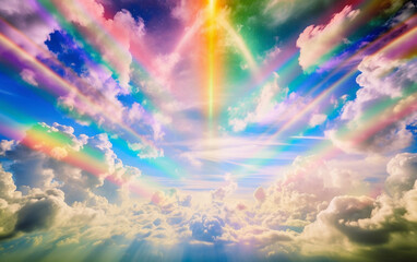 Magnificent cloudy sky, representing afterlife, Generative AI