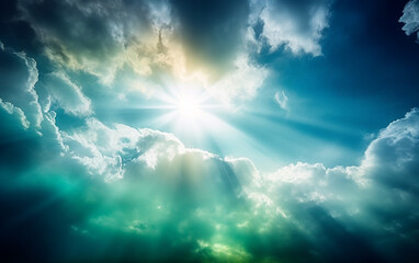 Magnificent cloudy sky with cold pastel colors, Generative AI