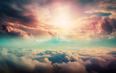 Magnificent cloudy sky with soft pastel colors, Generative AI