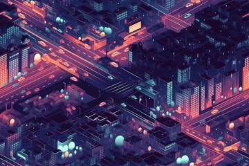 Isometric Illustrated Cartoon Cityscape Town Village Seamless Repeating Repeatable Texture Pattern Tiled Tessellation Background Image