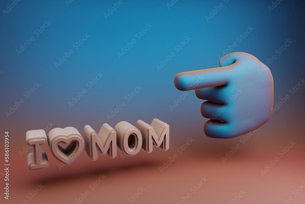 Poster 3d rendering illustration. background pattern for design. mothers day.