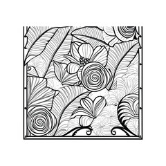 Vector drawing flowers, stylized design, isolated floral elements, hand-drawn illustration, Using Child and Adult coloring page, invitation card.