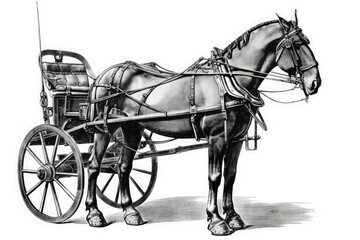 vintage horse-drawn carriage in motion created with Generative AI technology