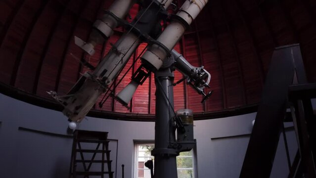 Astronomy observatory with a refractor telescope for science research of space and universe.