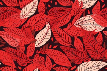 Fototapeta premium Illustration of red autumn leaves on a dark background created with Generative AI technology