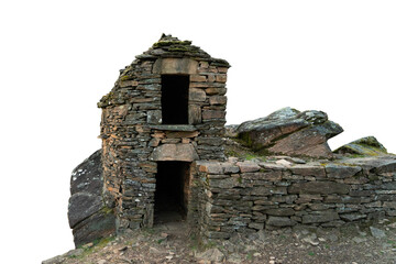 Ruine en pierre sèche png. Petite maison en pierre détourée ou png.