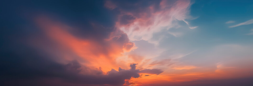 Sun-kissed clouds adorning a glorious sunset sky. Generative AI