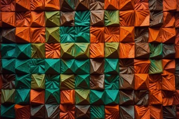 colorful wall made out of folded origami paper created with Generative AI technology