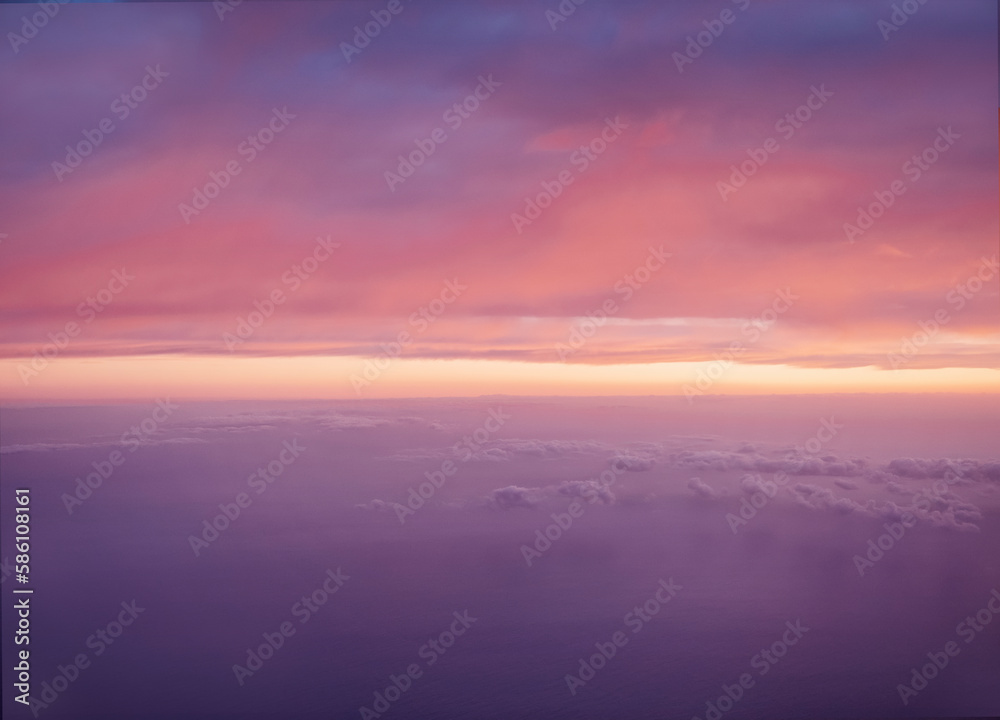 Poster sky above the clouds background with copy space