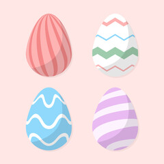 Set of cute flat style easter egg collection