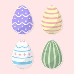 Set of cute flat style easter egg collection