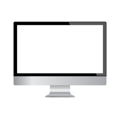Realistic computer monitor isolated on white background. Vector mockup.