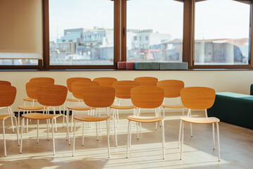 Vacant conference room with chair.