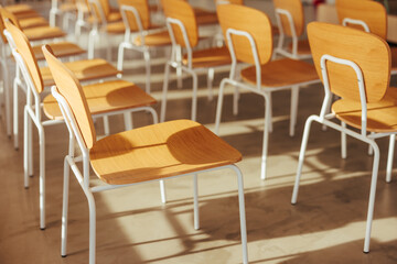 Chairs in business conference auditorium.