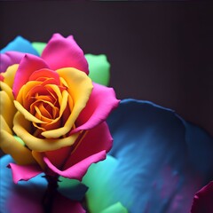 A hyper realistic colorful rose flower
