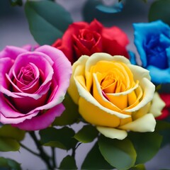A hyper realistic colorful rose flower