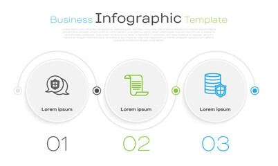 Set line Location shield, Document with and Money. Business infographic template. Vector
