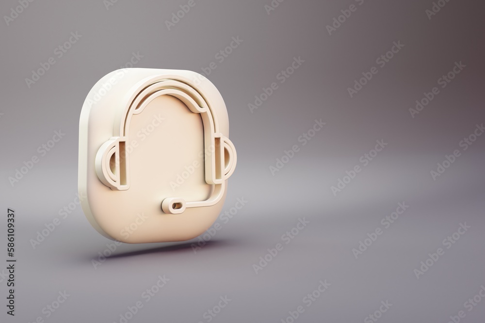 Poster beautiful illustration musical instrument big headphones with microphone symbol icons on a bright pi