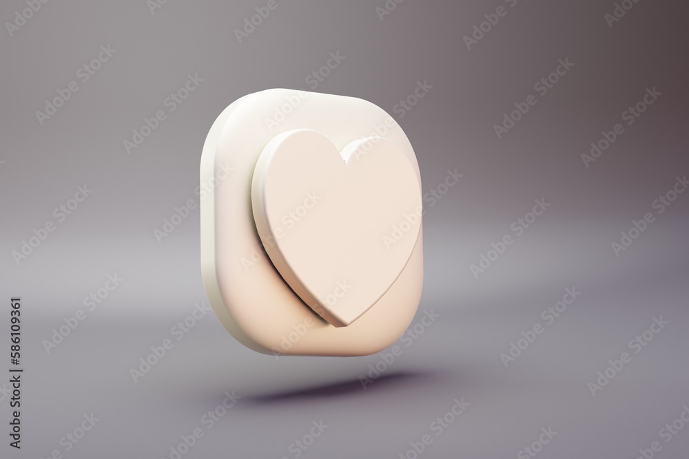 Aufkleber beautiful illustration healthy heart symbol icons on a bright pink background. 3d rendering illustra