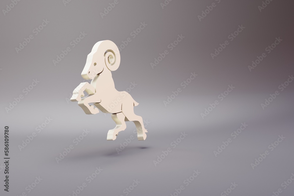 Poster beautiful illustration zodiac sign capricorn symbol icons on a bright pink background. 3d rendering 