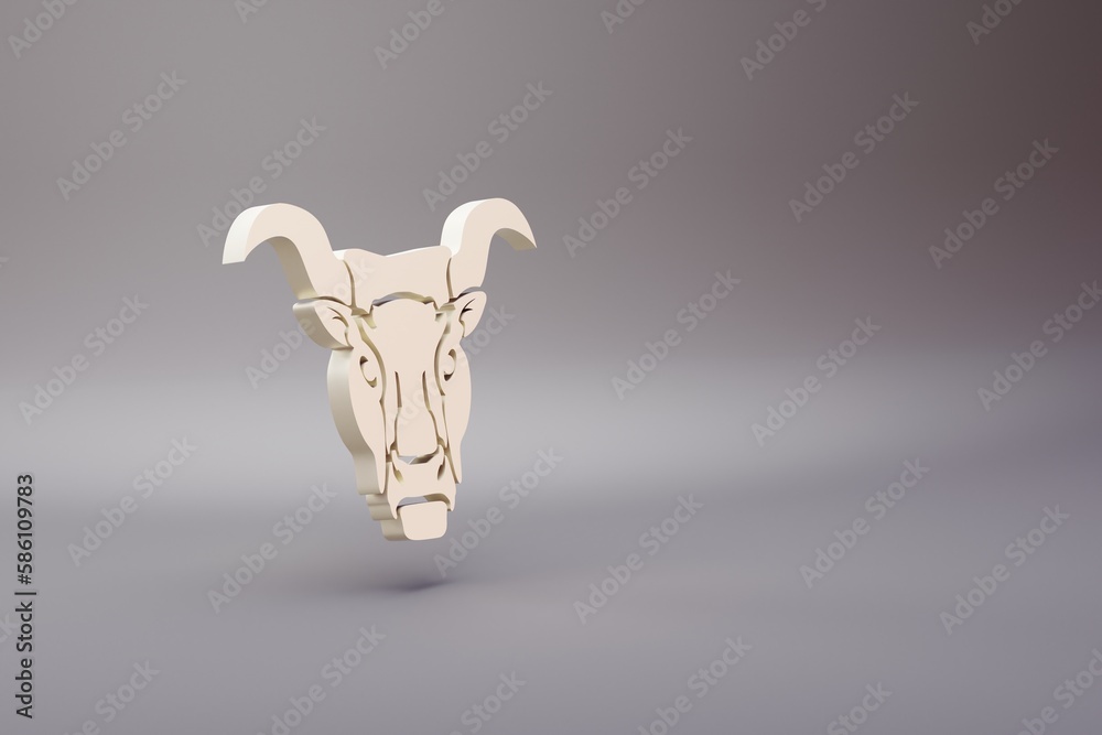 Poster beautiful illustration zodiac sign taurus symbol icons on a bright pink background. 3d rendering ill