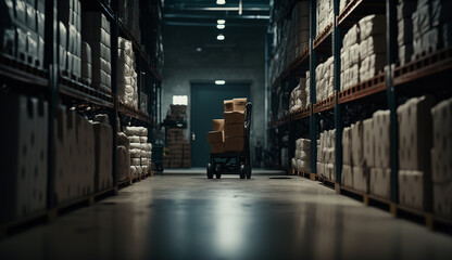 Naklejka premium Warehouse Interior, Generative AI