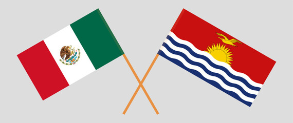 Crossed flags of Mexico and Kiribati. Official colors. Correct proportion