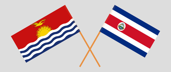 Crossed flags of Kiribati and Costa Rica. Official colors. Correct proportion