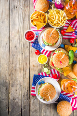 Traditional American Picnic with burgers