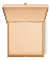 Empty cardboard box. Top view food delivery package mockup in realistic style