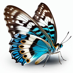 Blue butterfly isolated on white background. Generative AI