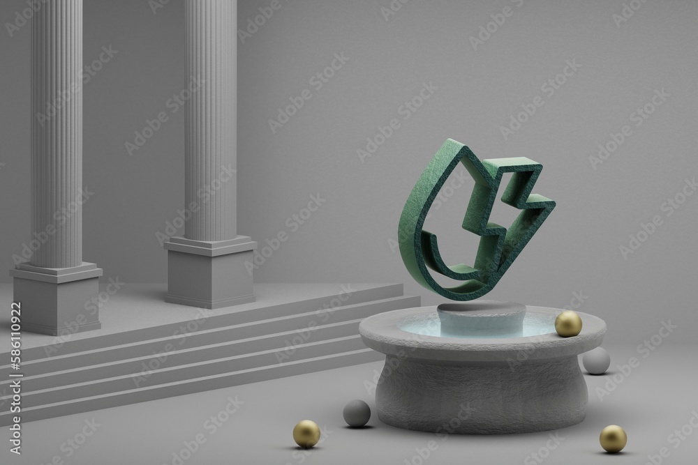 Leinwandbilder beautiful abstract illustrations clean energy symbol icon on a fountain and column background. 3d re