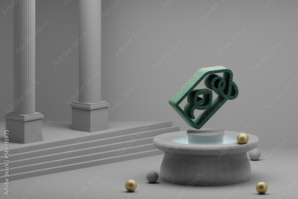 Leinwandbilder beautiful abstract illustrations badge clean energy symbol icon on a fountain and column background.