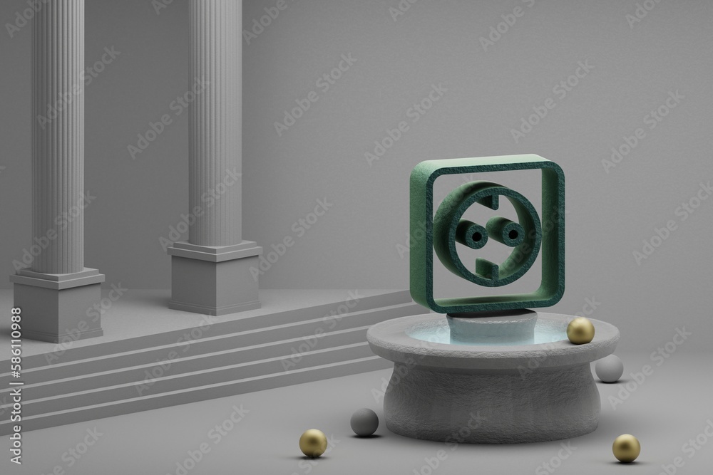 Leinwandbilder Beautiful abstract illustrations eco symbol icon on a fountain and column background. 3d rendering illustration. Save Ecological..