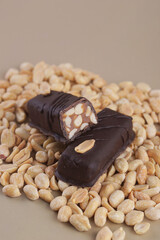Chocolate bar with peanuts and peanuts