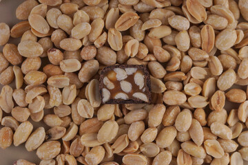 Chocolate bar with peanuts and peanuts