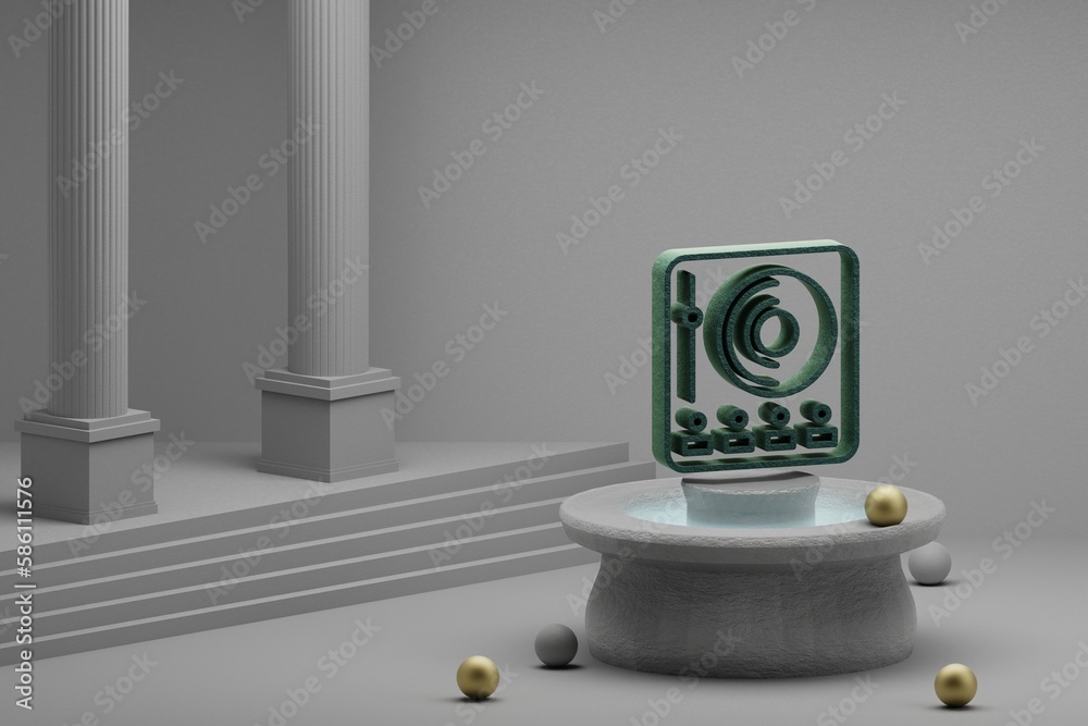 Poster beautiful abstract illustrations musical dj music player symbol icon on a fountain and column backgr