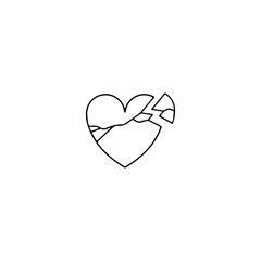 broken heart doodle illustration vector